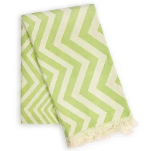 Mersin Chevron Towel / Blanket  - Green by Eco Hilana