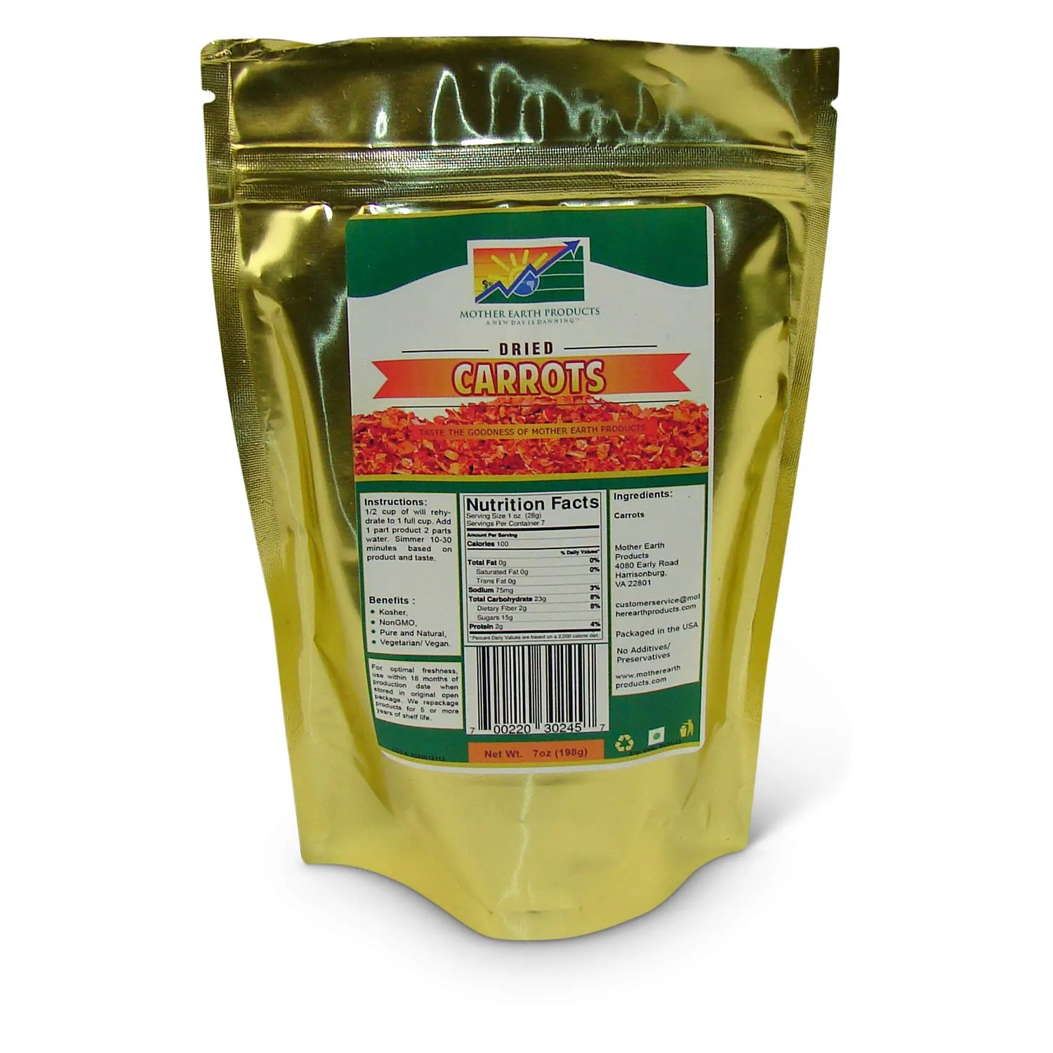 Mother Earth Products - Dried Carrots (2 Cup Mylar Bag)