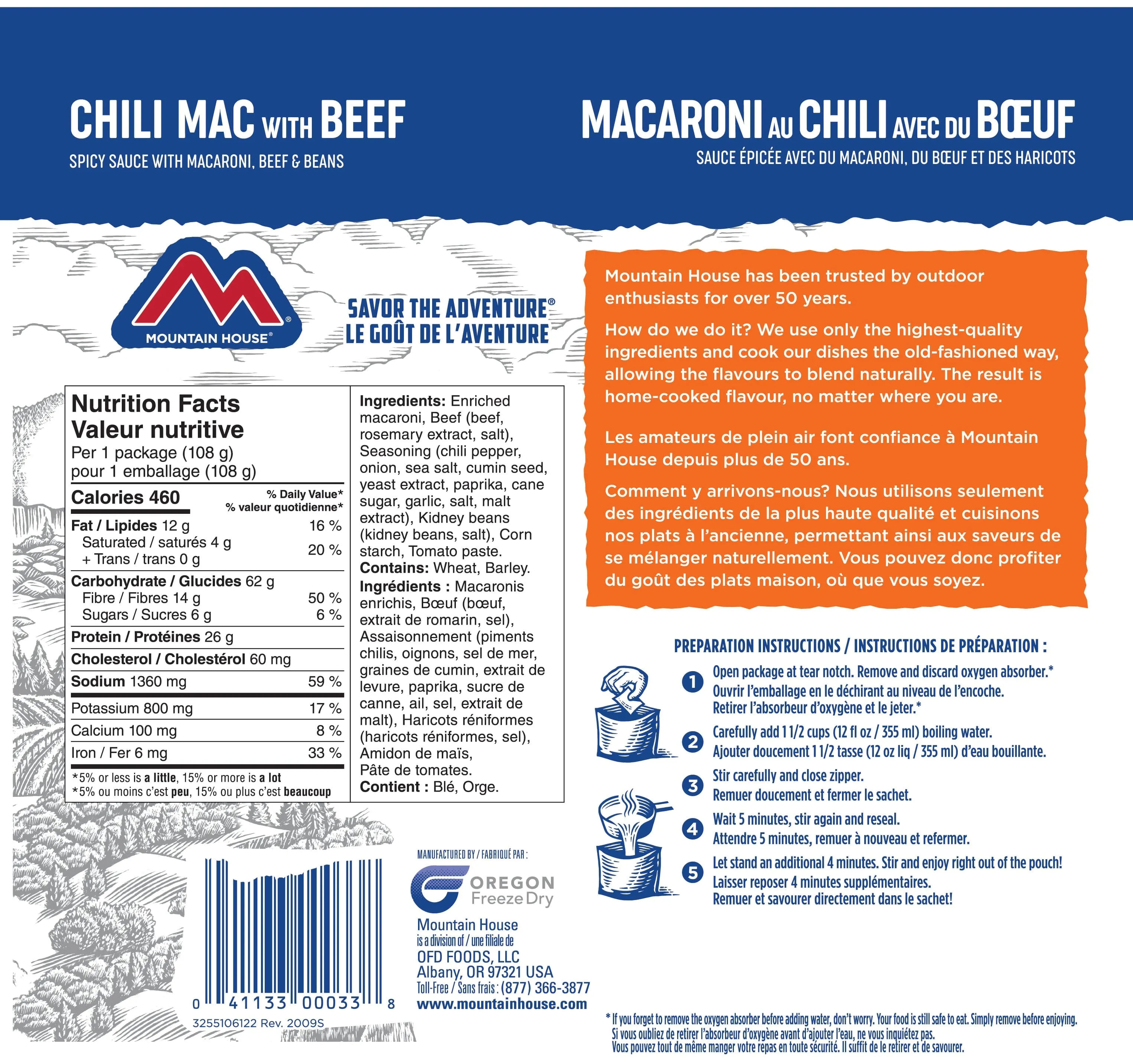 Mountain House Chili Mac with Beef Pouch - One Serving