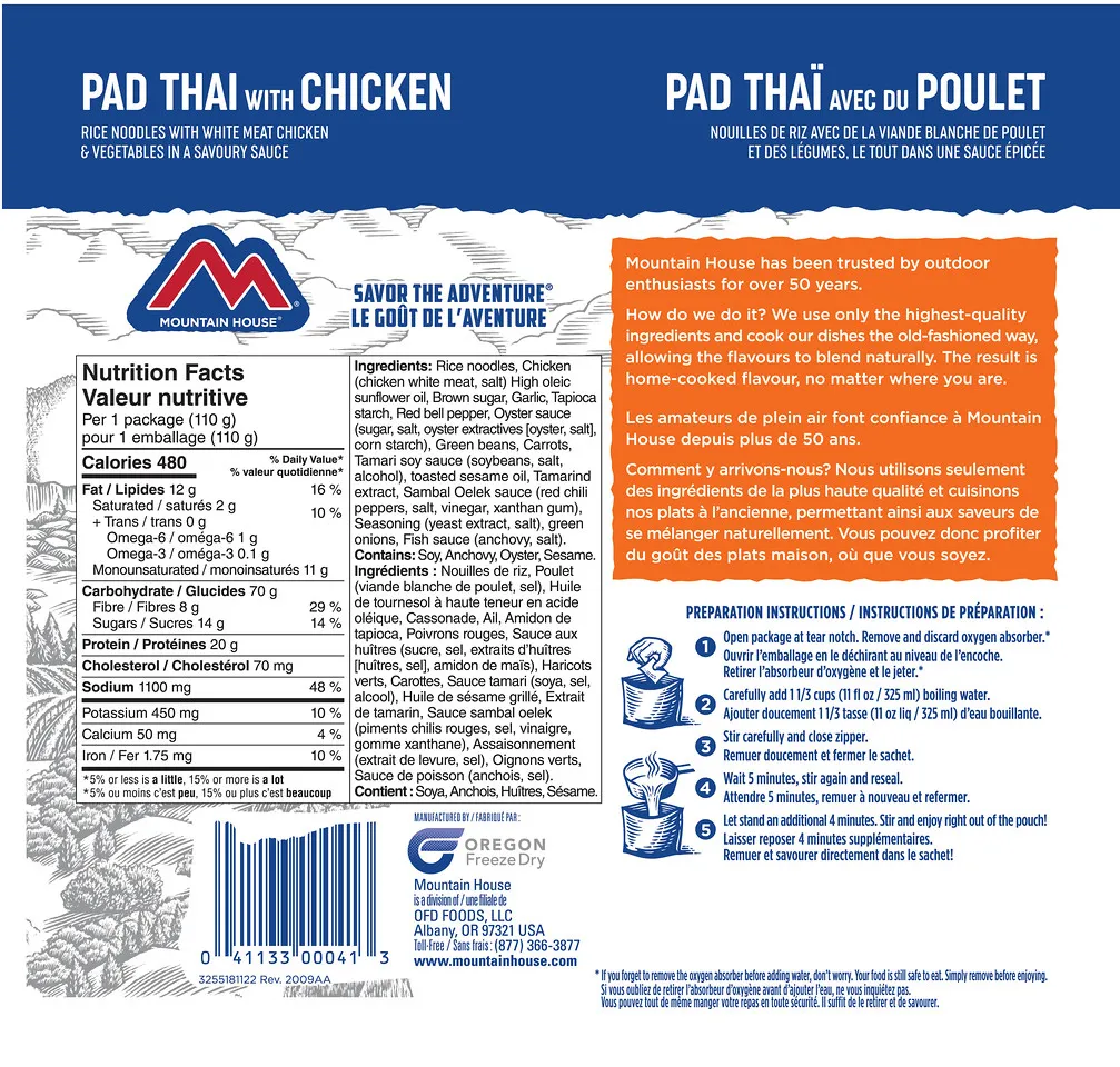 Mountain House Pad Thai with Chicken Pouch (Gluten Free) - One Serving