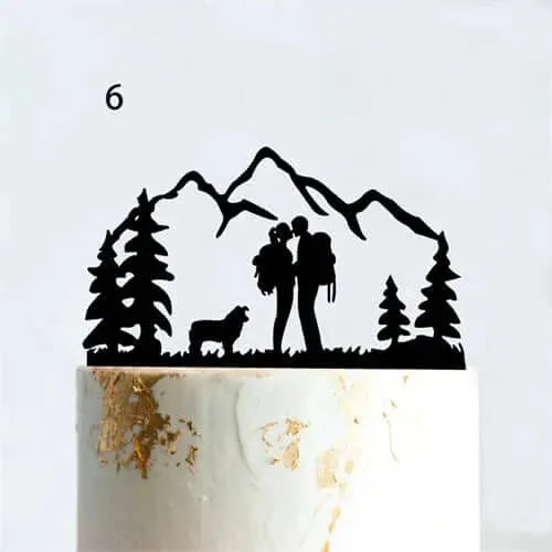 Mountain Outdoor Wedding Cake Topper Backpacking Camping Hiking