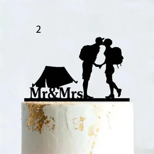 Mountain Outdoor Wedding Cake Topper Backpacking Camping Hiking