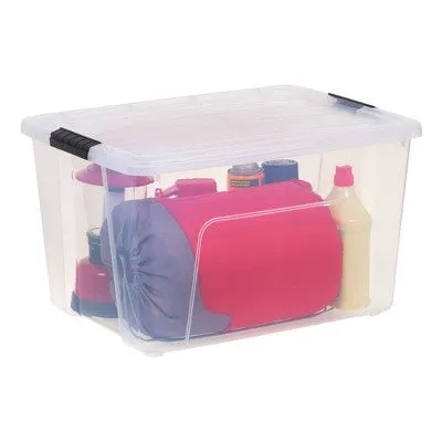 NEW - IRIS 60Qt 4pk Plastic Storage Bins With Lids and Latching Buckles