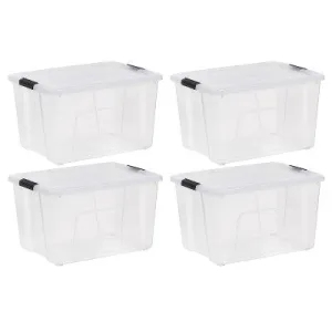 NEW - IRIS 60Qt 4pk Plastic Storage Bins With Lids and Latching Buckles