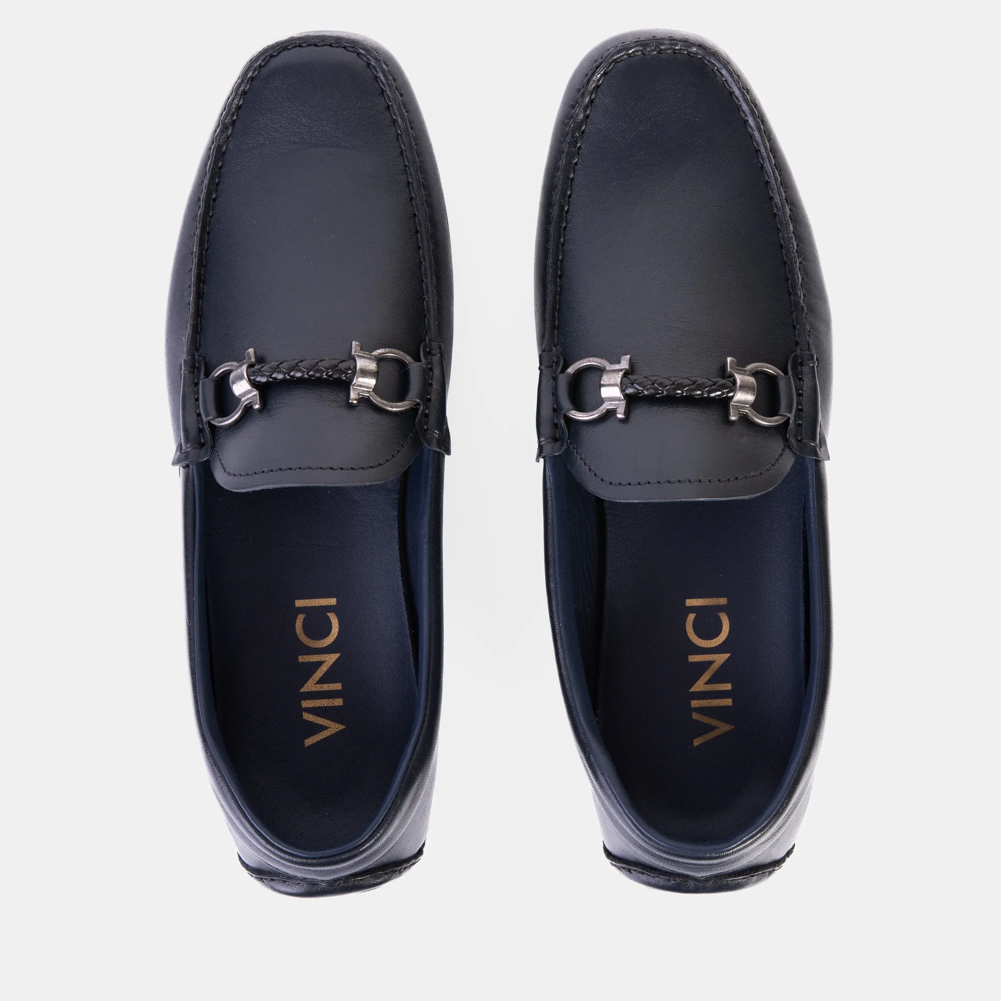 Pavia Navy Blue Leather Bit Drive Loafer Men Shoe