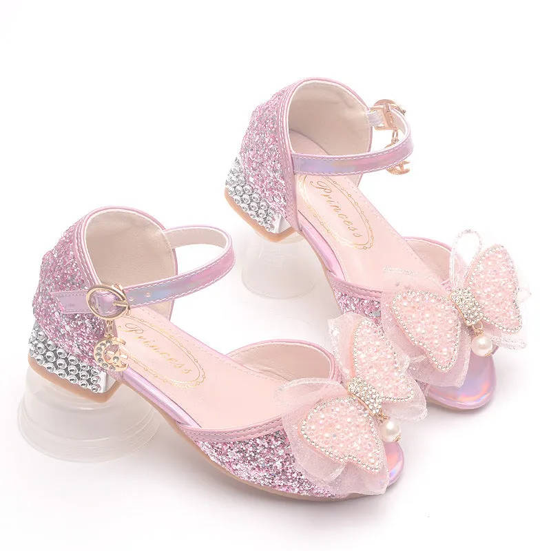 Pearl Butterfly Sequin Party Performance Dress Girls Shoes