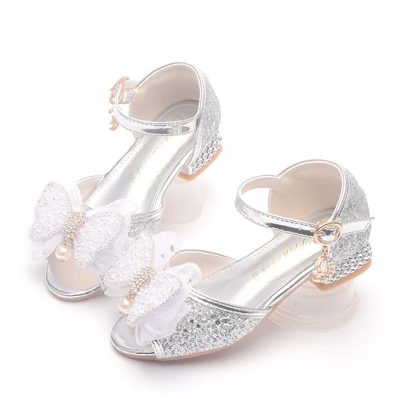 Pearl Butterfly Sequin Party Performance Dress Girls Shoes