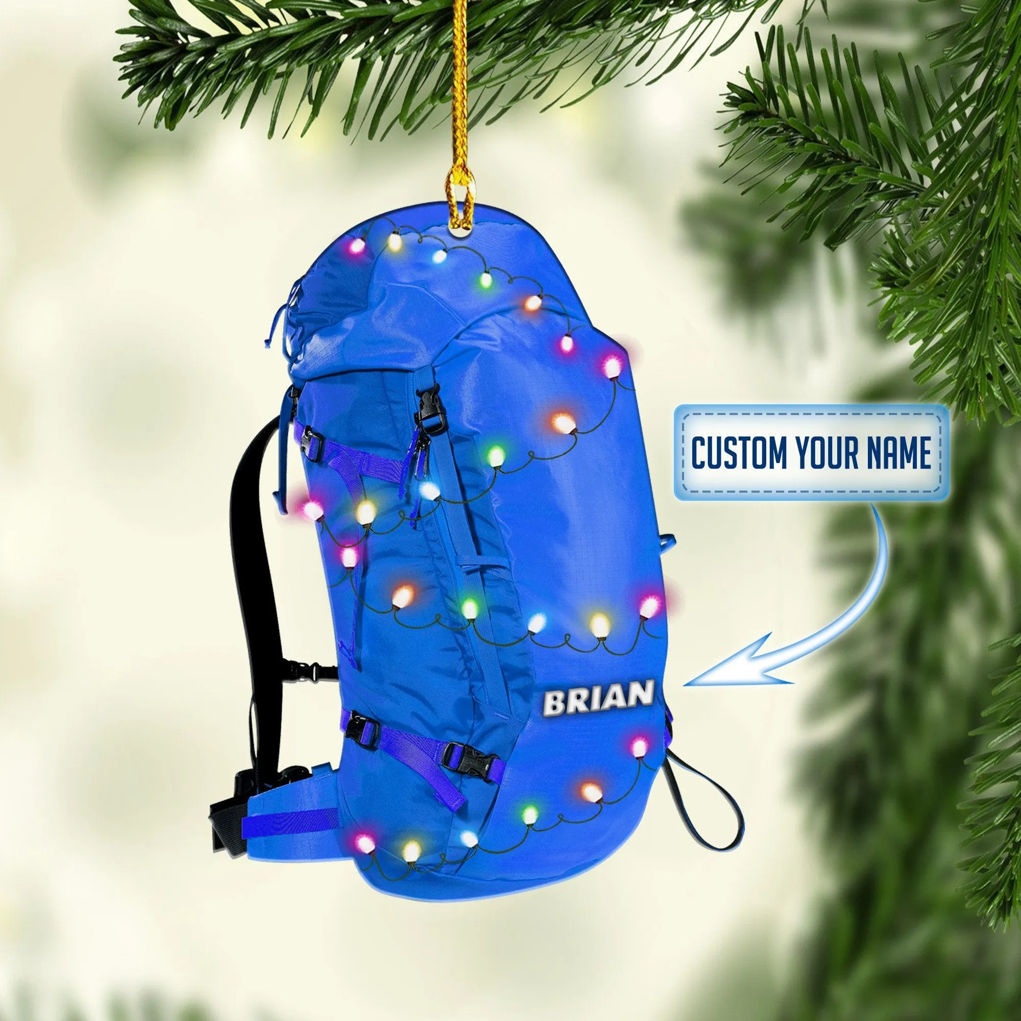 Personalized Backpacking hiking Multi Color Christmas Ornaments, 2D Flat Ornament for Hiking Lover