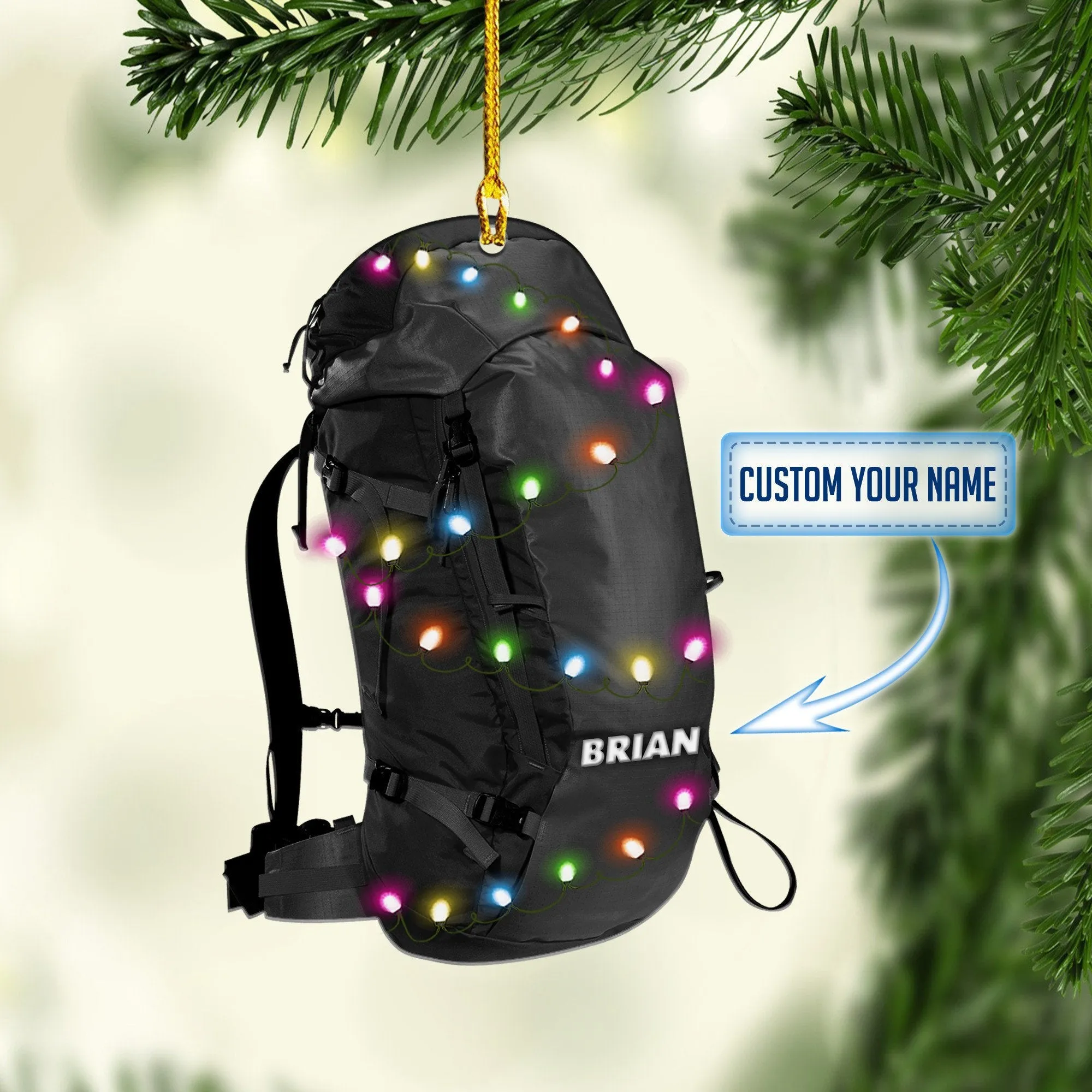 Personalized Backpacking hiking Multi Color Christmas Ornaments, 2D Flat Ornament for Hiking Lover