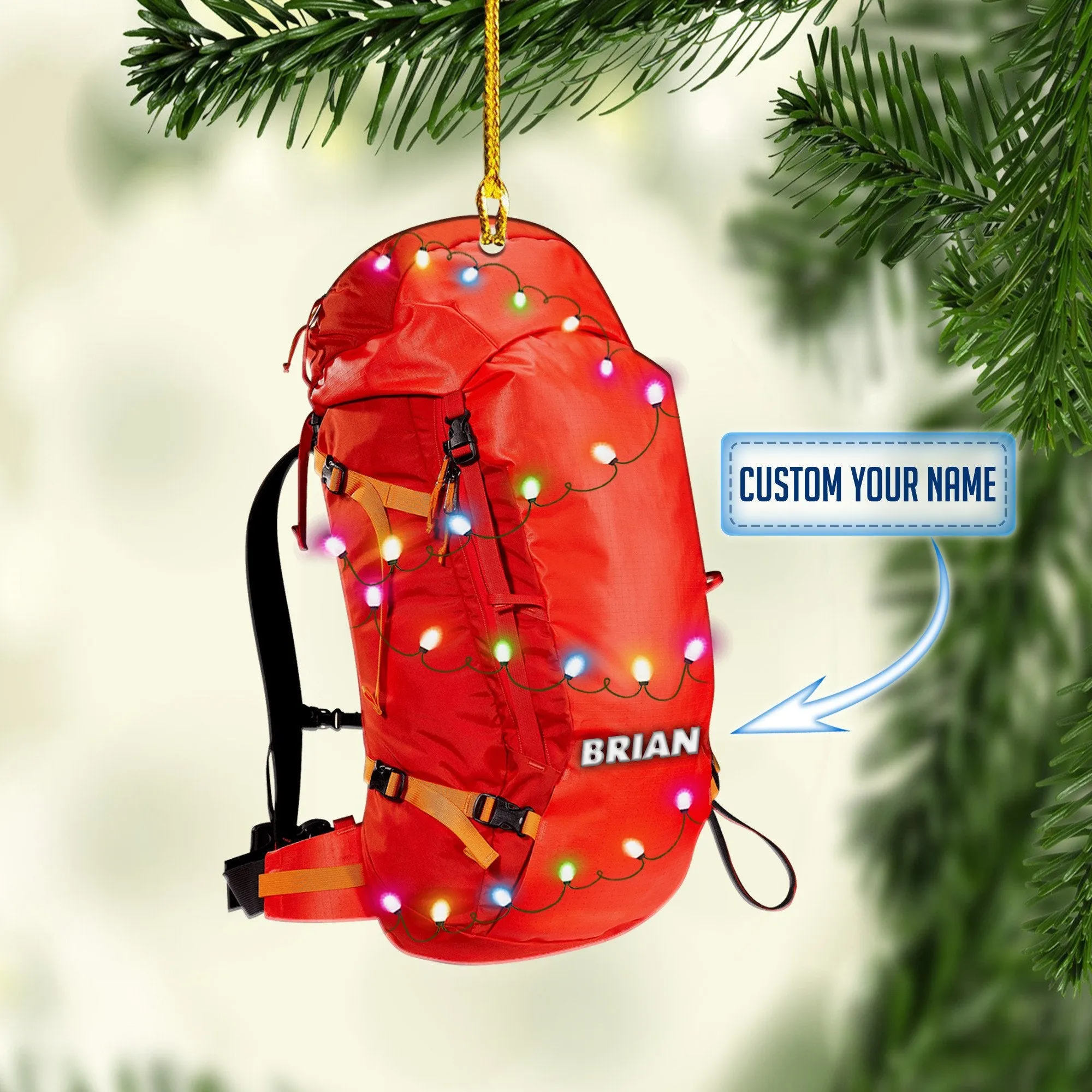 Personalized Backpacking hiking Multi Color Christmas Ornaments, 2D Flat Ornament for Hiking Lover