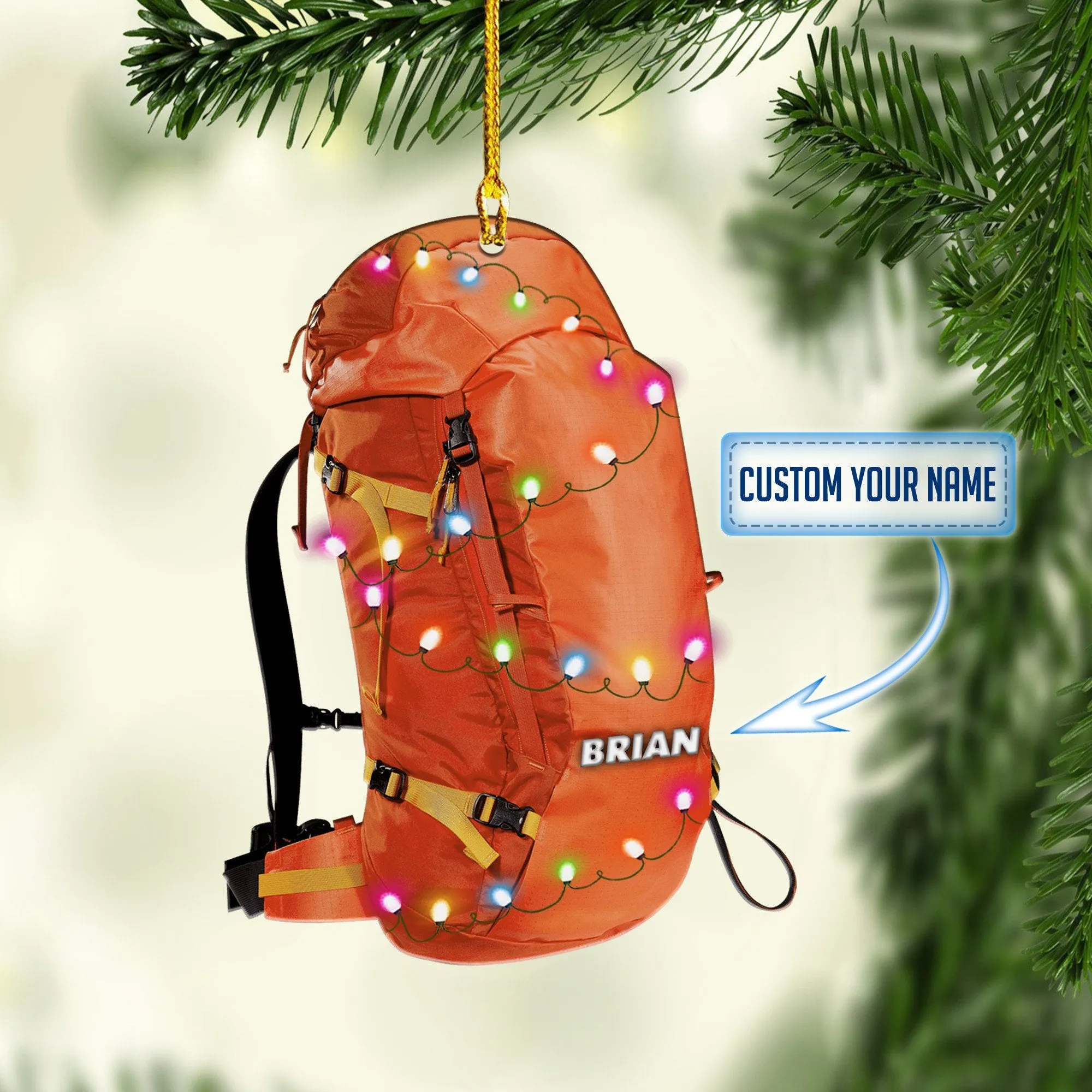 Personalized Backpacking hiking Multi Color Christmas Ornaments, 2D Flat Ornament for Hiking Lover