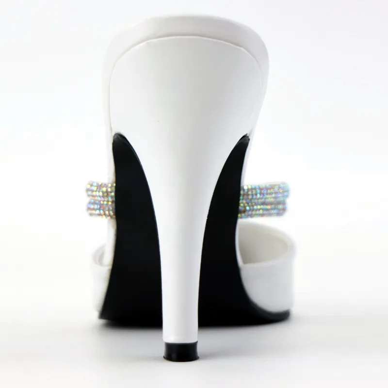 Rhinestone Decor Pointed Toe Mules Heels