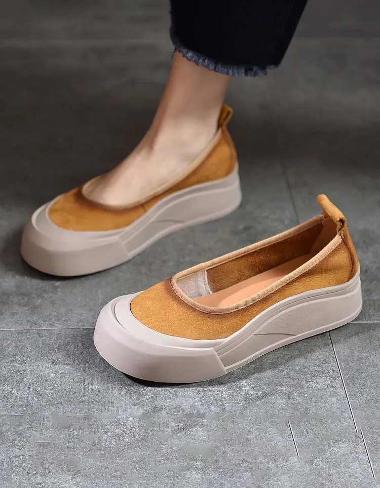 Round Toe Comfortable Soles Platform Retro Flat Shoes