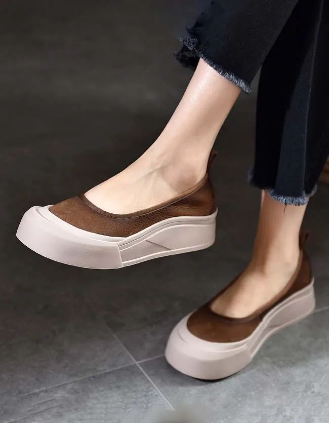 Round Toe Comfortable Soles Platform Retro Flat Shoes