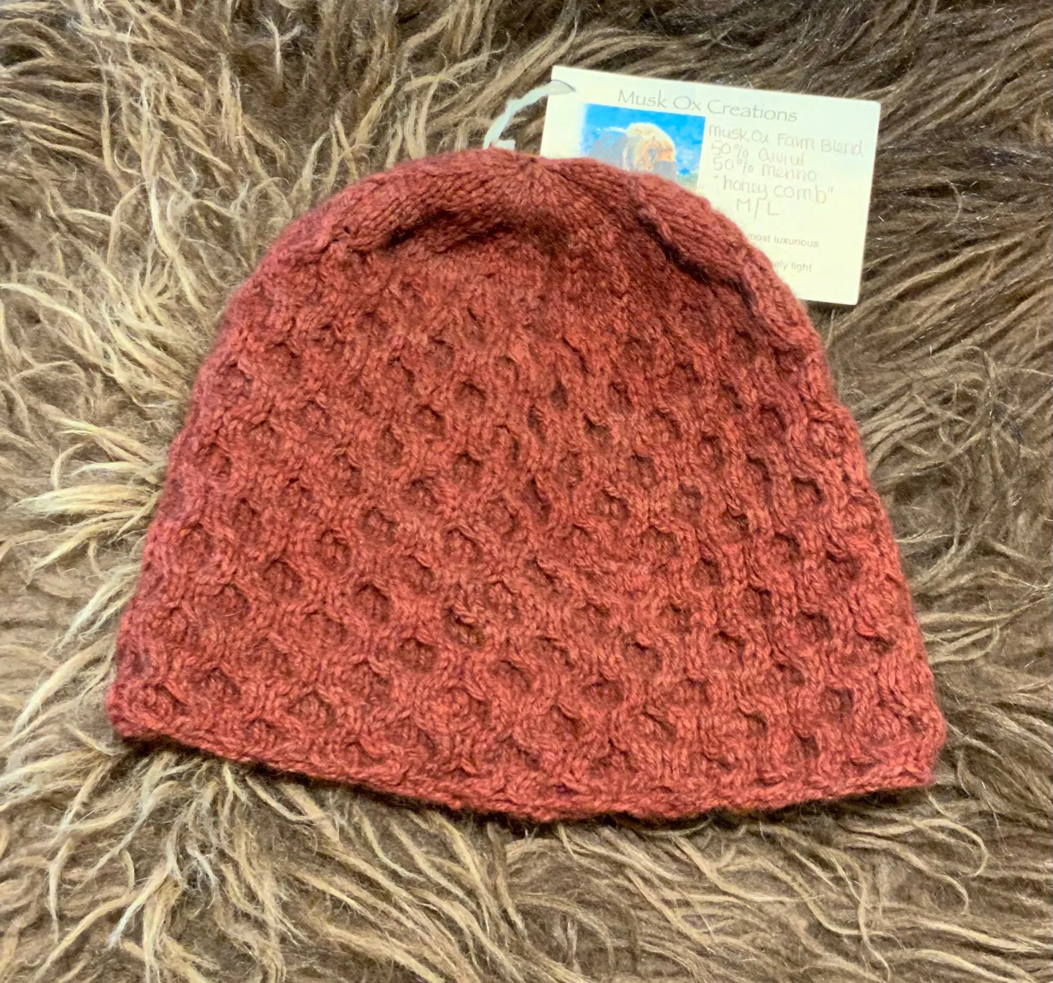 Rust Honeycomb Qiviut Blend Hat