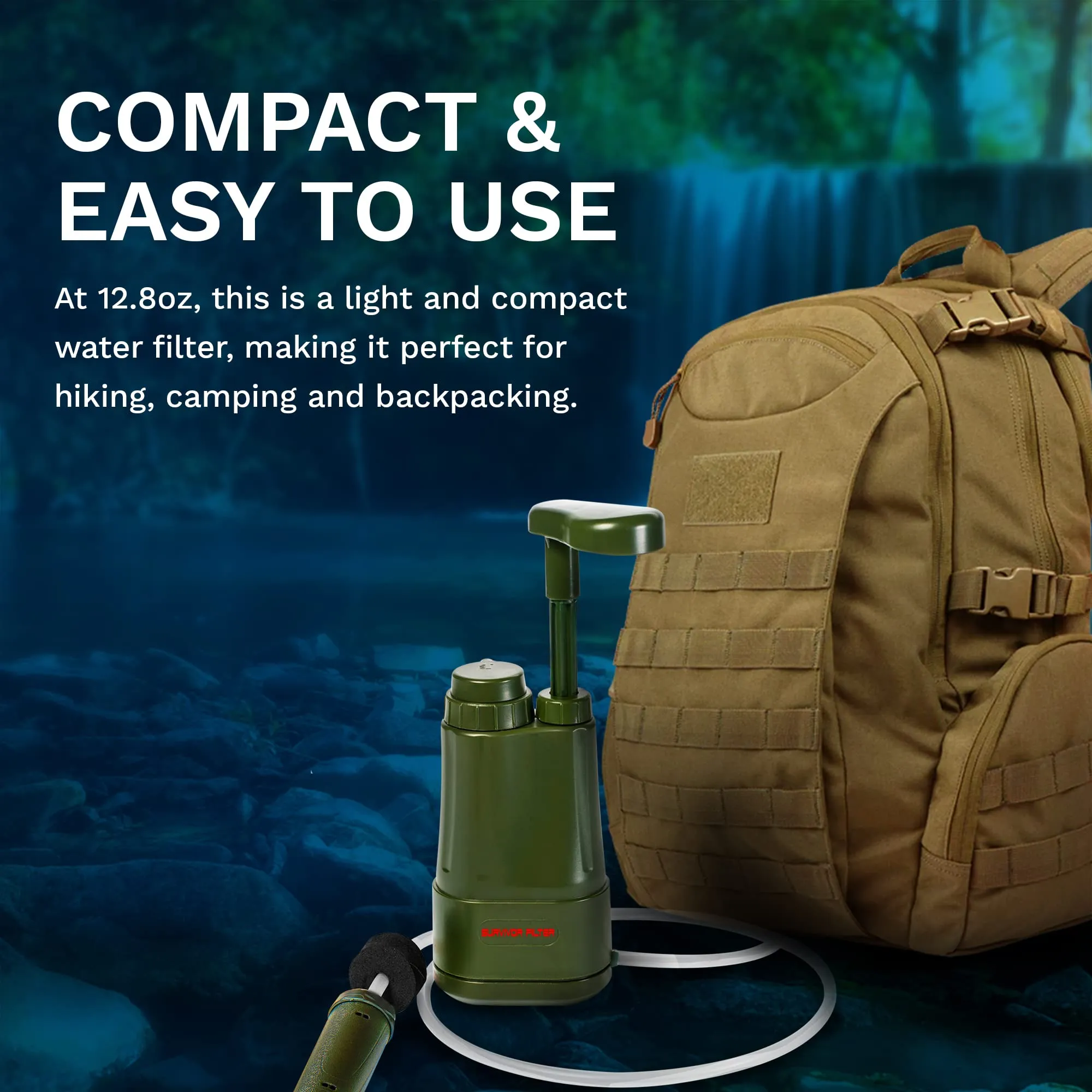 Survivor Filter PRO - Hand Pump Camping Water Filtration System Survival - Water Purifier Survival