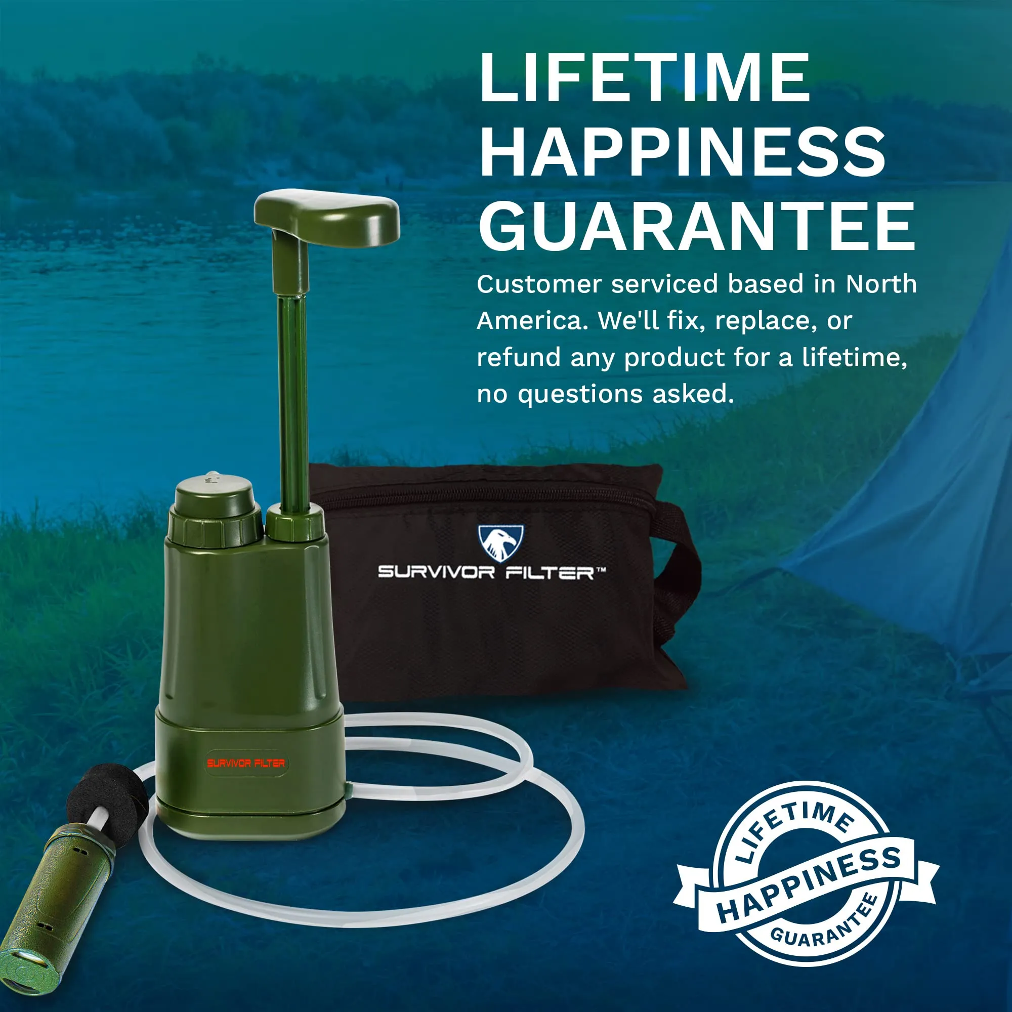 Survivor Filter PRO - Hand Pump Camping Water Filtration System Survival - Water Purifier Survival