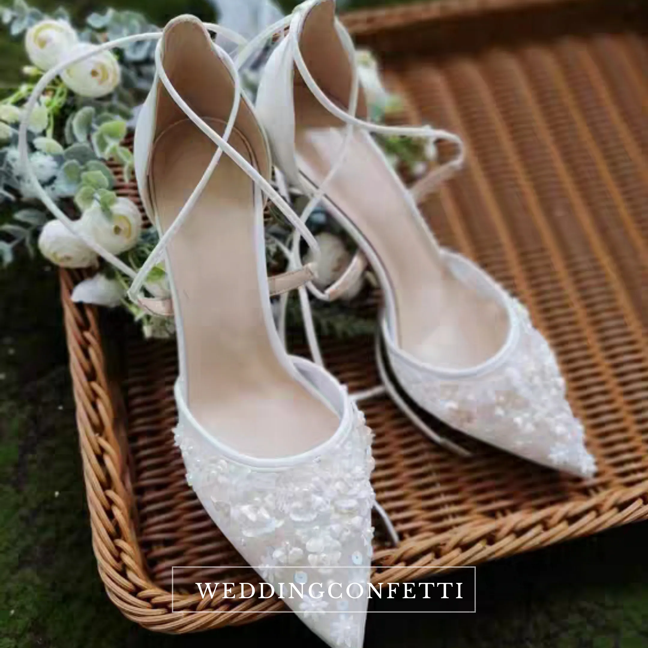 The Garden Wedding Lace Tie Heels