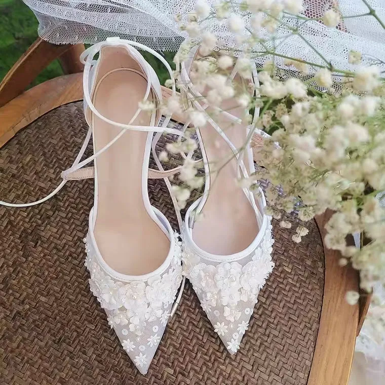 The Garden Wedding Lace Tie Heels