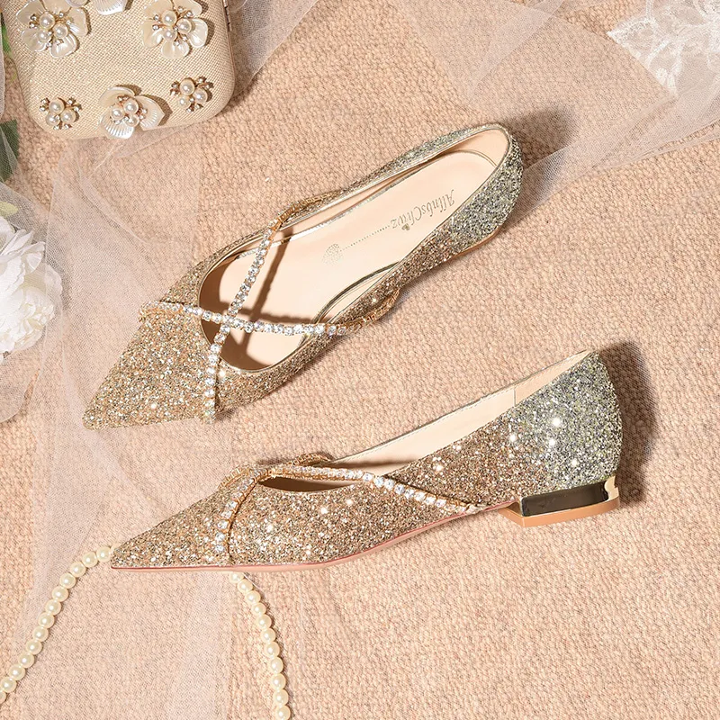 The Hanny Wedding Bridal Champagne Gold Ombre Flats