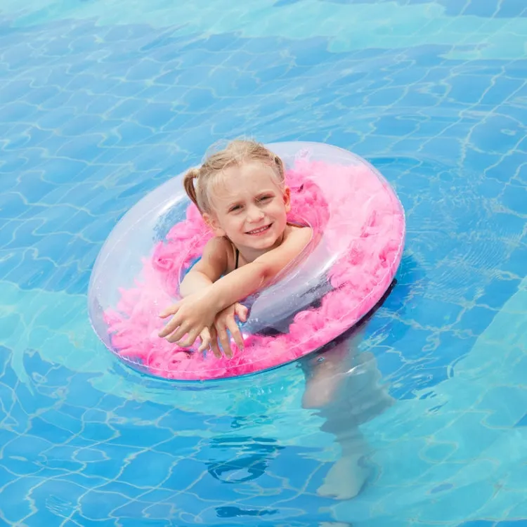 Thickened Transparent Feather PVC Inflatable Swimming Ring 70cm(Pink)