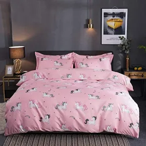 TIQH Soft Poly Cotton Cartoon Unicorn Print Reversible Dohar (Double Bed)