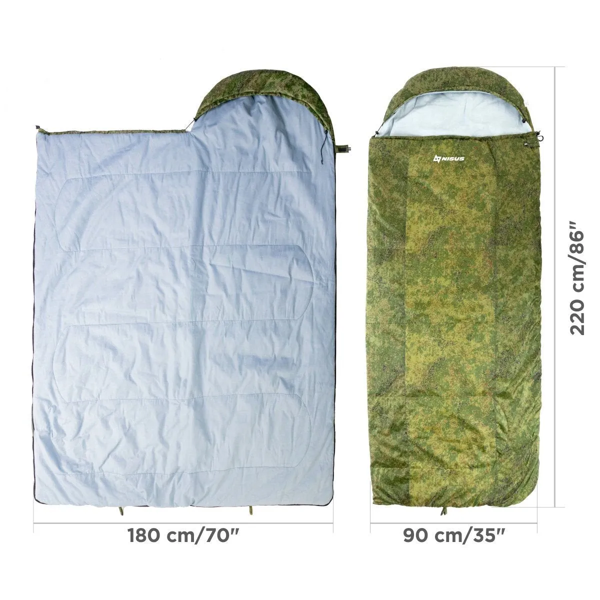 TRAVEL EXTREME 220/90/300 Lightweight Synthetic Insulated Three-Season Camping Sleeping Bag