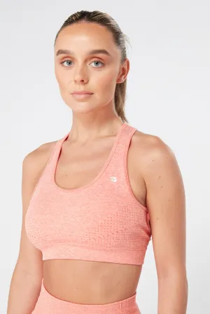 Twill Active Seamless Marl Laser cut Sports Bra - Coral