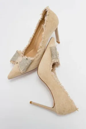 VEGAS Beige Suede Women's Heeled Shoes