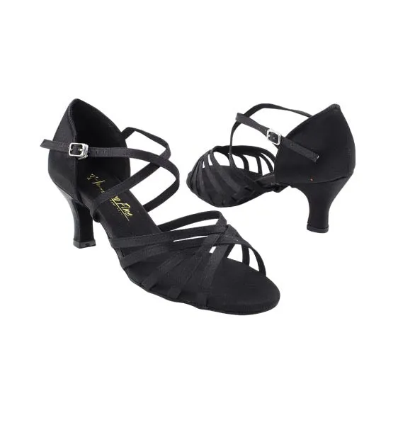 Very Fine 1613 2.5" Black Satin Ballroom Shoes