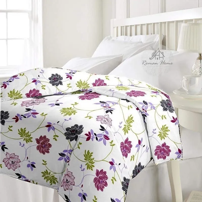 VIP BAGDA Flowers Print 40% Cotton & 60% Microfiber Single Bed Reversible AC Blanket/AC Dohar 240x210cm.(Fancy Flower)