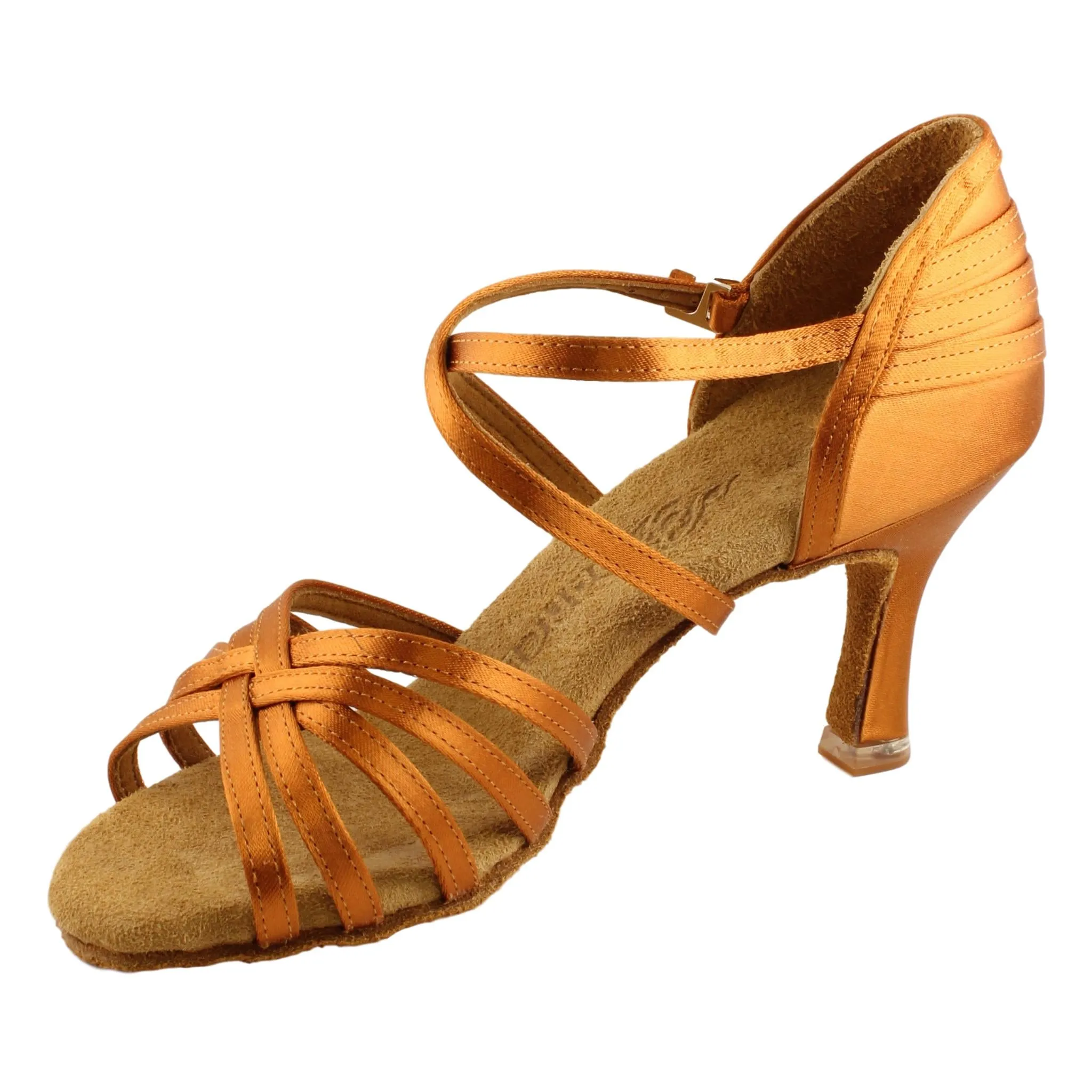 Women's Latin Dance Shoes, Model 2324, Heel EH4, Tan 3