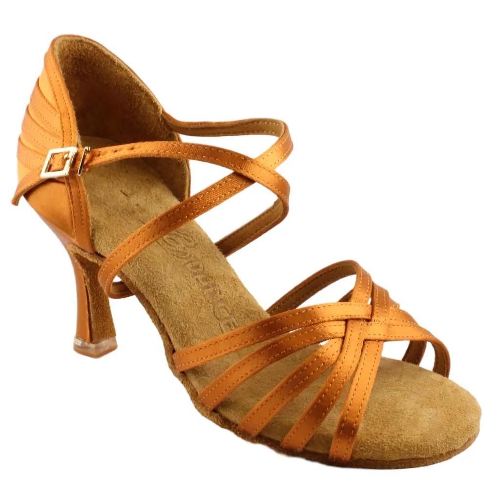 Women's Latin Dance Shoes, Model 2324, Heel EH4, Tan 3