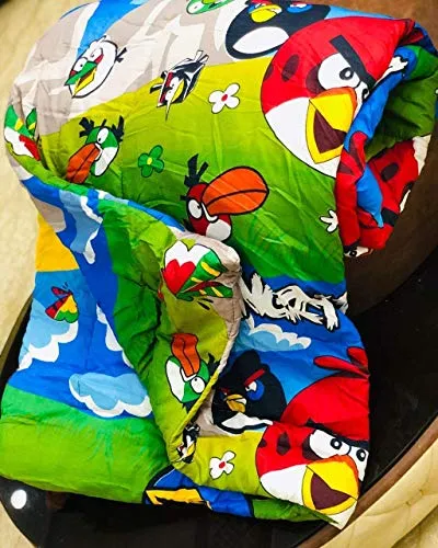 WONDERLOOK 100% Reversible Single Bed AC Blanket/Dohar/Combo Set of 2 Pc (Smart boy & Angry Birds Print)