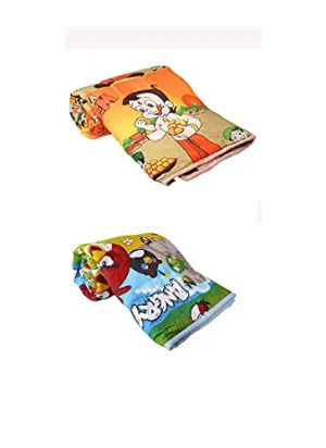 WONDERLOOK 100% Reversible Single Bed AC Blanket/Dohar/Combo Set of 2 Pc (Smart boy & Angry Birds Print)