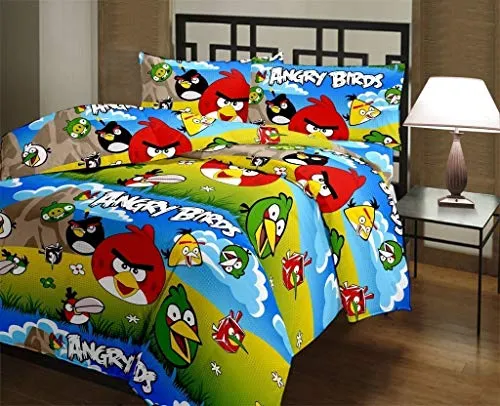 WONDERLOOK 100% Reversible Single Bed AC Blanket/Dohar/Combo Set of 2 Pc (Smart boy & Angry Birds Print)