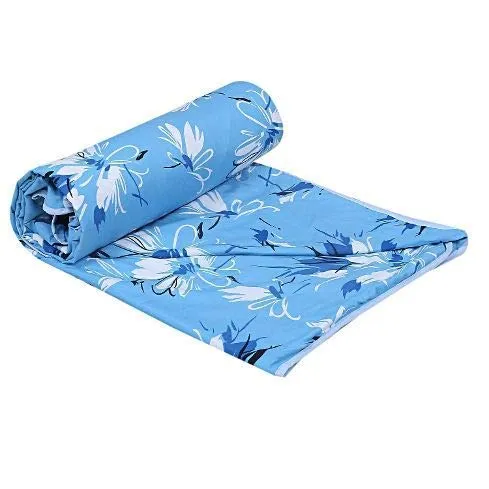 WONDERLOOK 100% Super Soft Reversible Design Dohar I AC Blanket I Blanket for All Season I Gifting (Single, Sky Blue Flower)